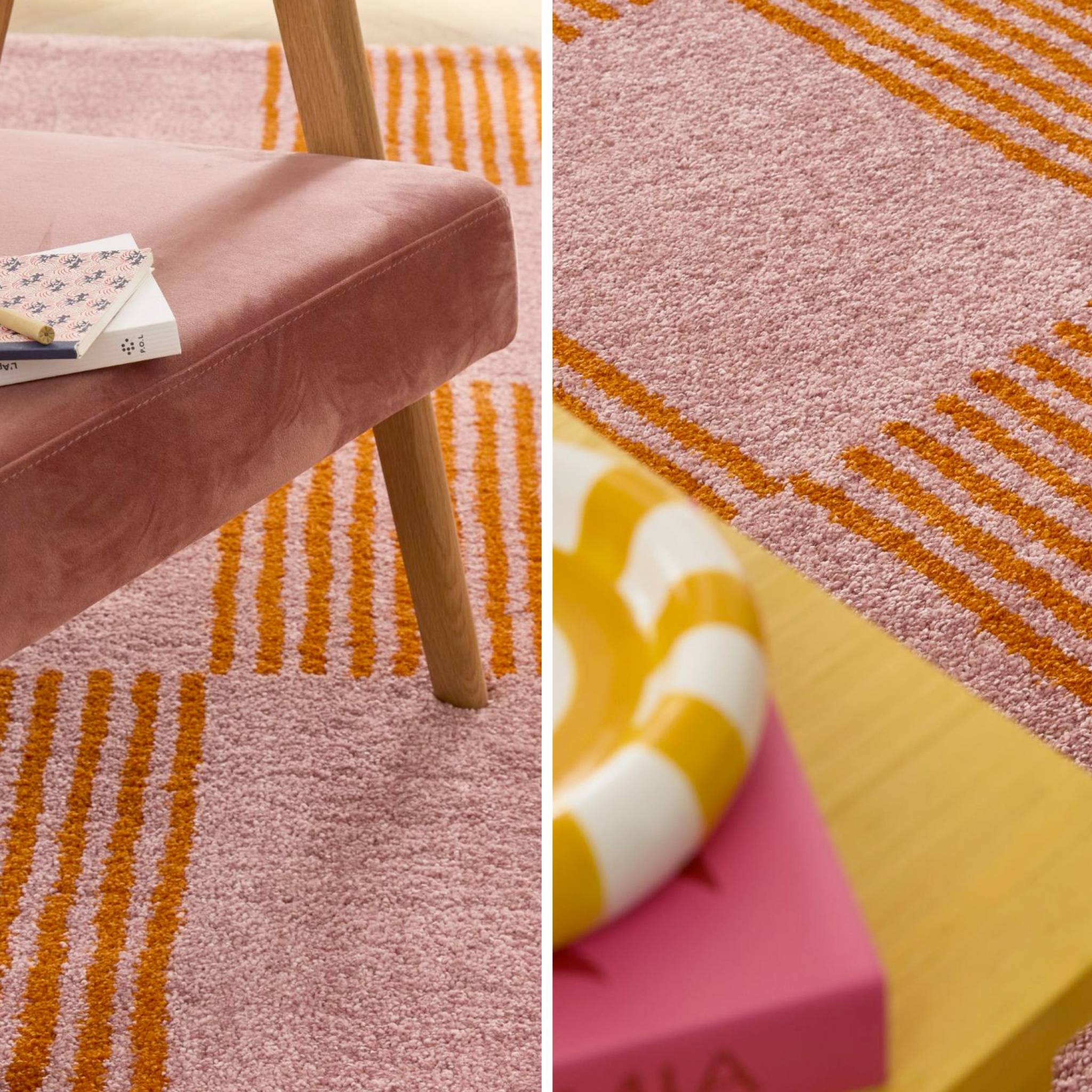 Tapis intérieur damier orange et rose FERGEW