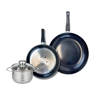 Ensemble de 2 Poêles de cuisson 24 et 28 cm et 1 faitout 14 cm Elo Prima Brillant