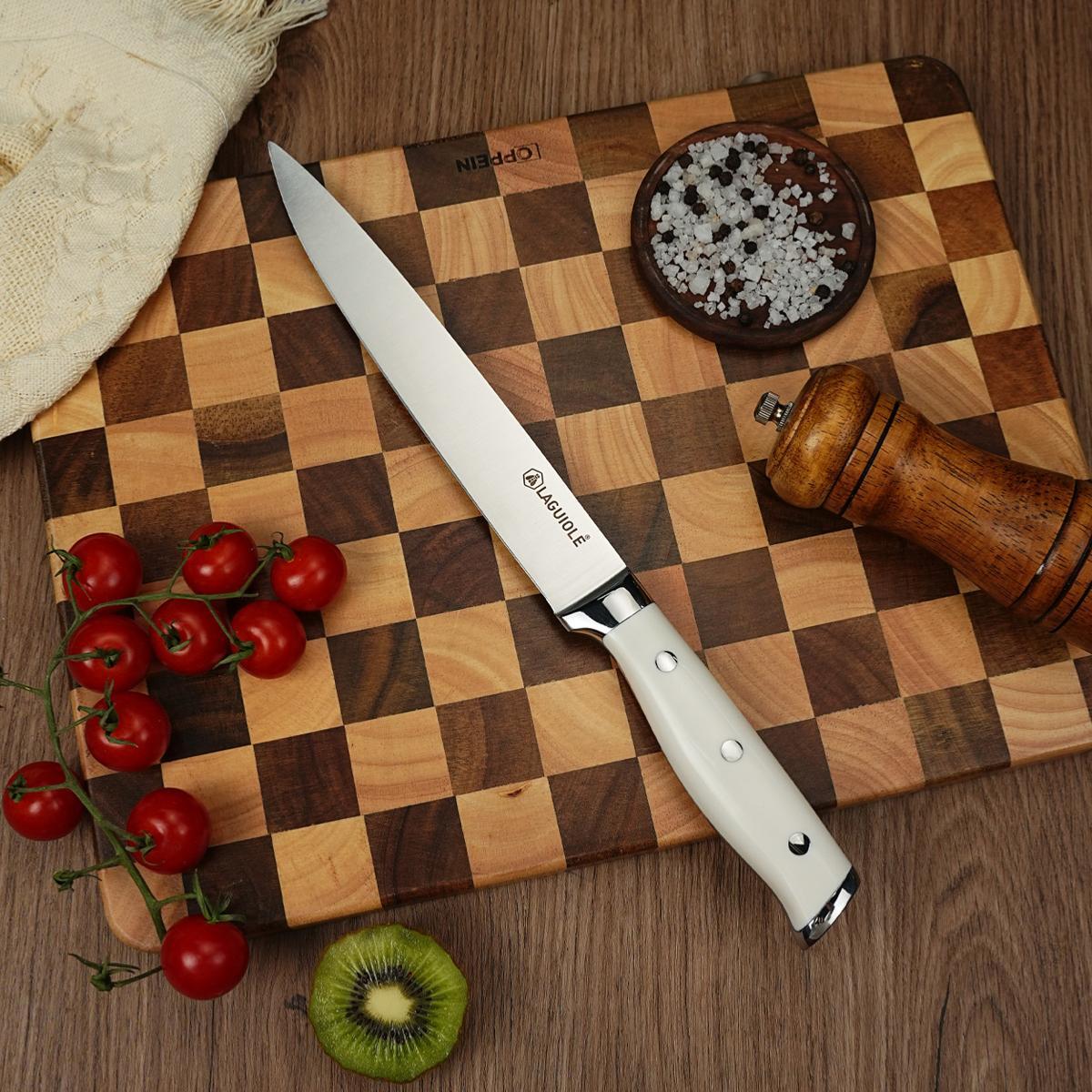 Couteau à trancher blanc 33cm - "Elégance"