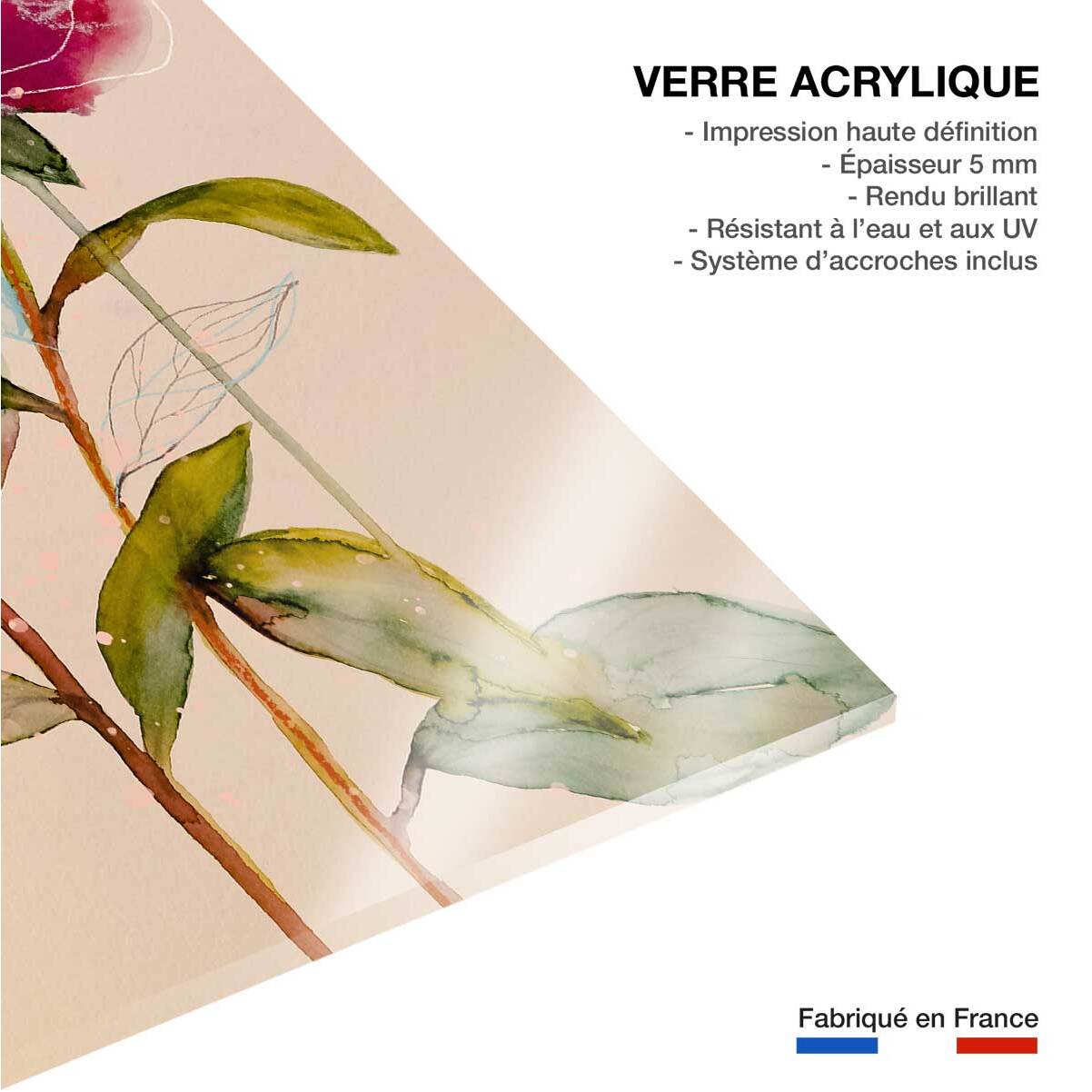 Tableau et peinture de fleurs palm pivoine  Tableau plexiglas