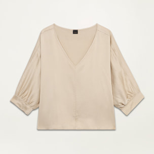 Oltre - Blusa en raso de viscosa - Beige