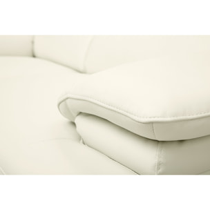 Canapé design avec têtières ajustables 2 places cuir blanc et acier chromé EWING