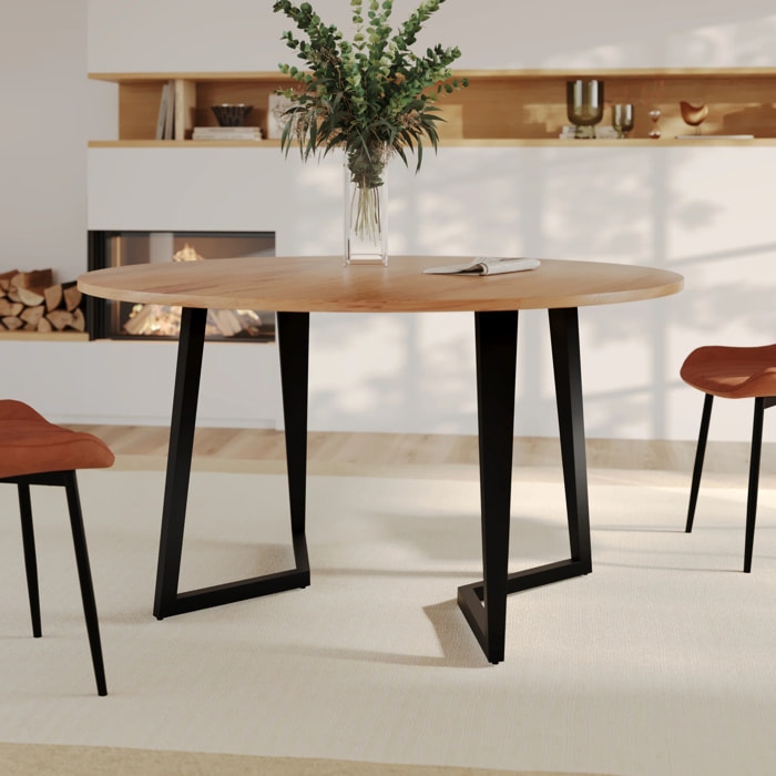 Table ronde 6 personnes en bois d'acacia et métal 140 cm - Moorea
