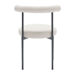 Lot de 2 chaises de salle à manger design moderne, bouclette blanche