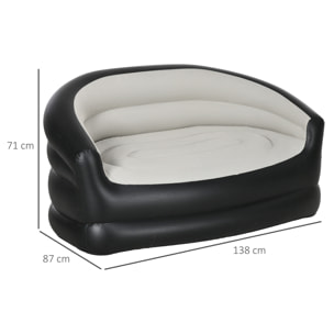 Canapé gonflable pour l'extérieur 2 places canapé d'air dim. 138L x 87l x 71H cm gris noir