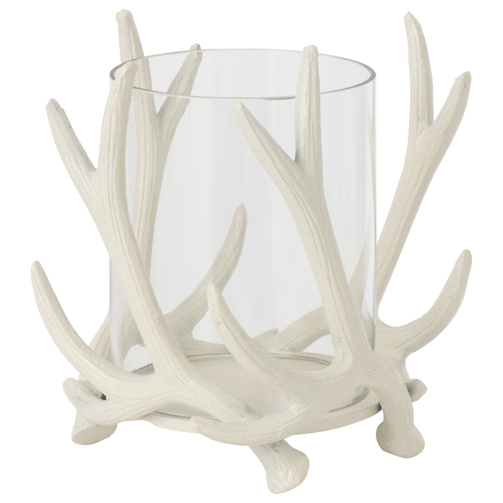 J-Line photophore cerf - aluminium - blanc cassé