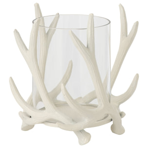 J-Line photophore cerf - aluminium - blanc cassé