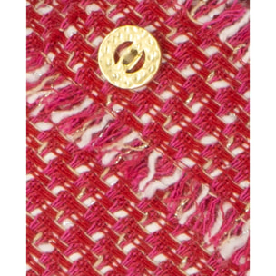 Vestido chanel rojo con detalles dorado