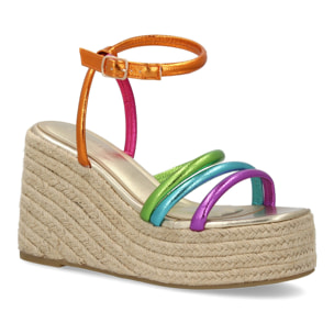 Sandalia de cuña de yute para mujer, diseño comodo y elegante con tiras cruzadas en la pala