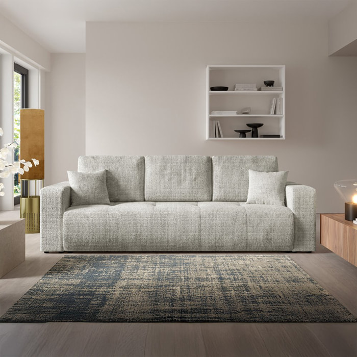 AURORE - Canapé 3 places en tissu texturé gris