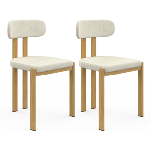 Chaises Elsa en tissu beige et pieds métal - lot de 2