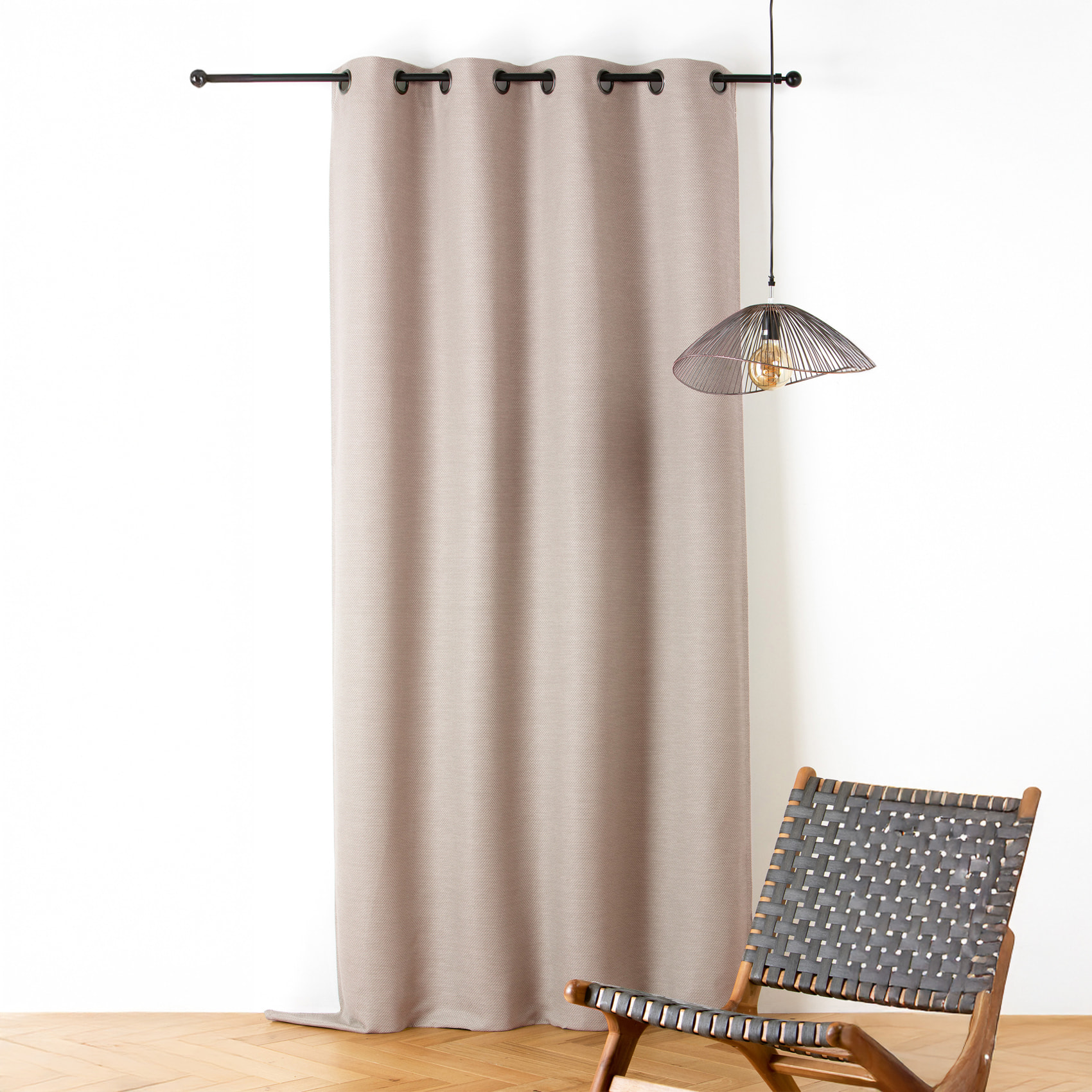 Rideau phonique coton et chanvre tressage naturel - Ecru