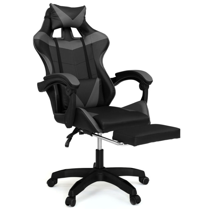 Fauteuil de bureau spécial gaming noir et gris