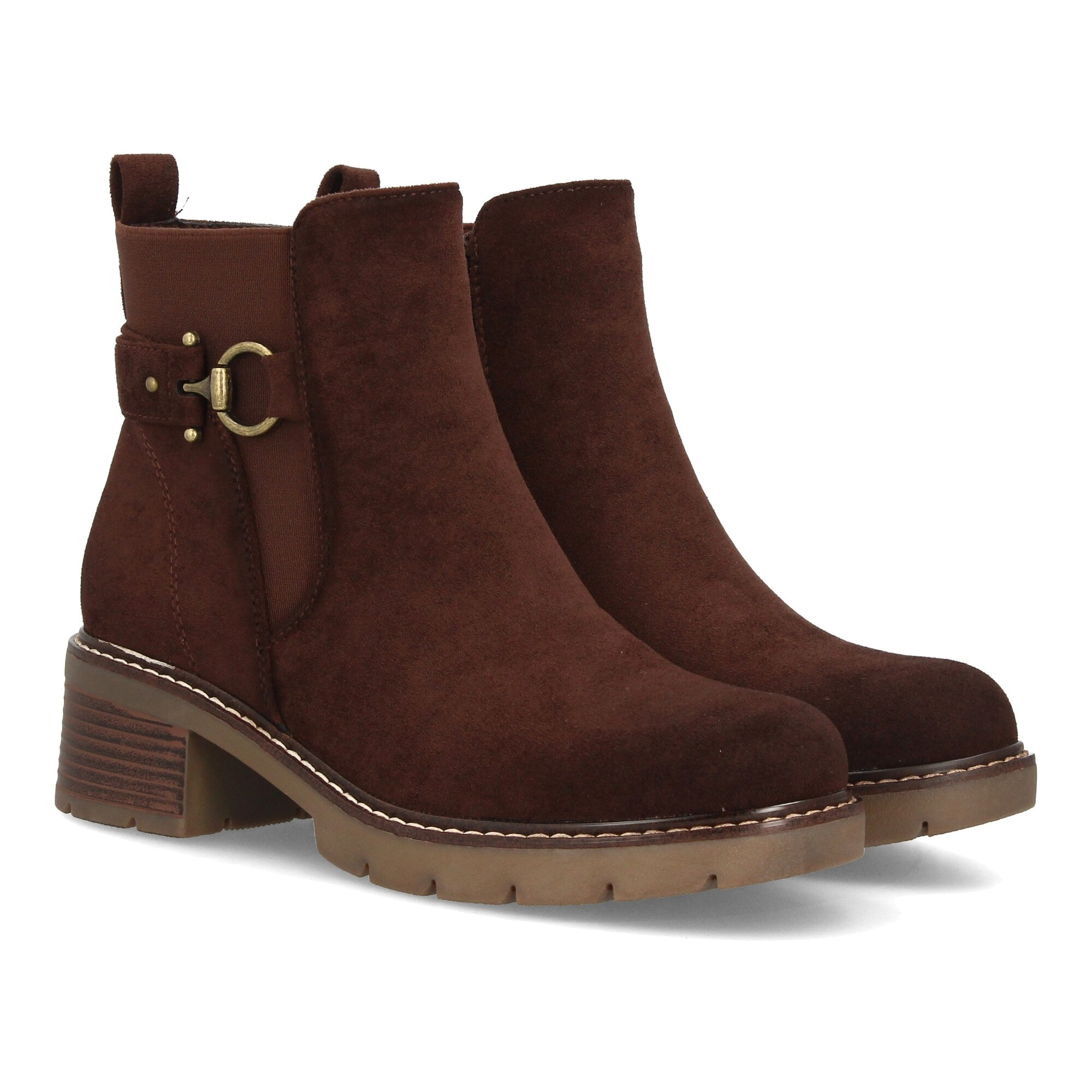 Botines para mujer con hebilla y tacón