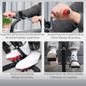 Pedales Estáticos Personas Mayores, Pedaleador Ejercitador de Piernas y Brazos, Altura Ajustable 75-97 cm, Ancho Regulable 44-56 cm, con Pantalla LCD y Rodillo Masajeador para Pies