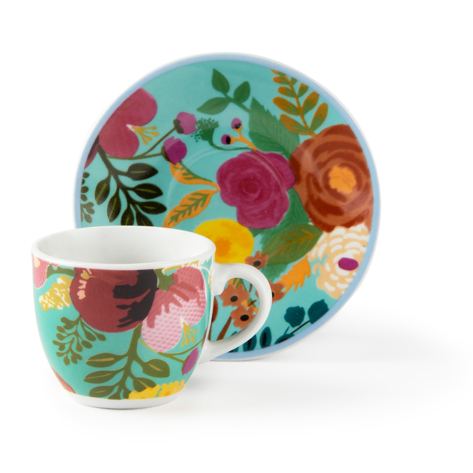 Set 6 Tasses à Café avec Soucoupes Excelsa – Fiori Frida, Porcelaine Multicolore