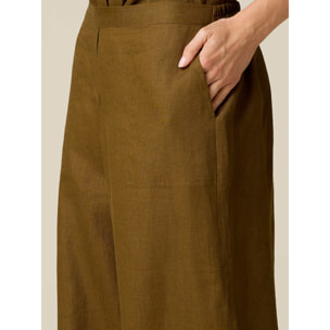 Oltre - Pantaloni palazzo in lino - Verde militare