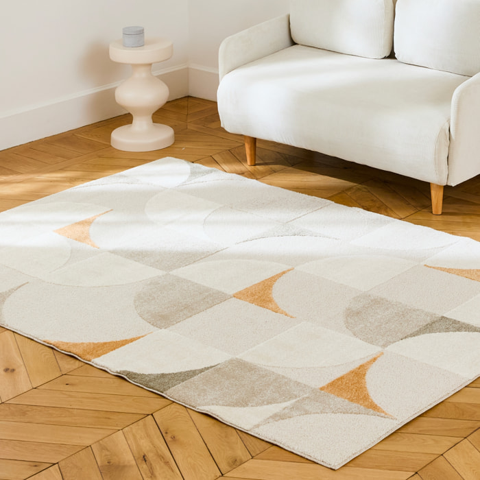 Tapis intérieur motifs rétro crème JON
