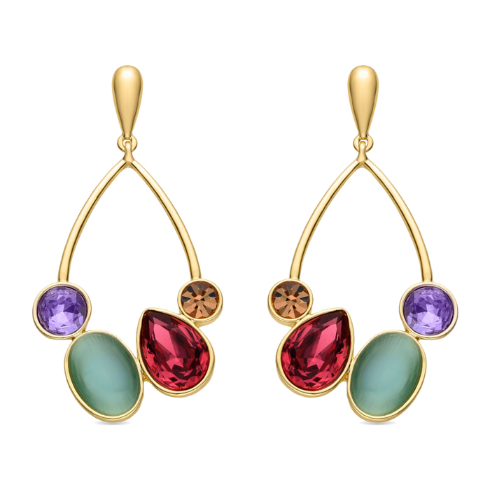 Pendientes de Circonita Multicolor acabados en oro amarillo de 18k