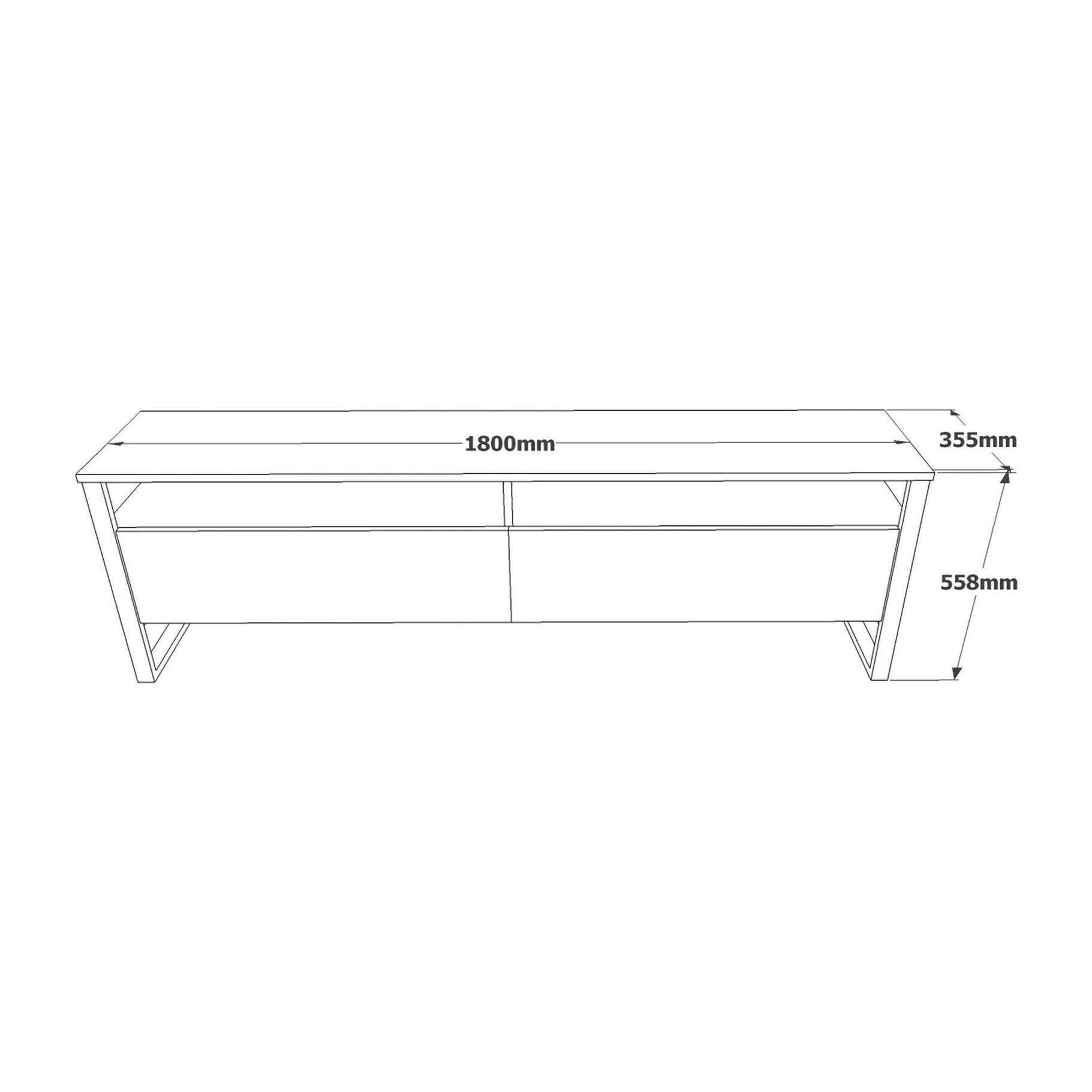 Mobile porta TV Khartum, Credenza da soggiorno, Armadio basso per TV, Base parete attrezzata, 180x36h56 cm, Quercia