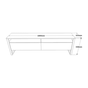 Mobile porta TV Dpirozz, Credenza da soggiorno, Armadio basso per TV, Base parete attrezzata, 180x36h56 cm, Quercia