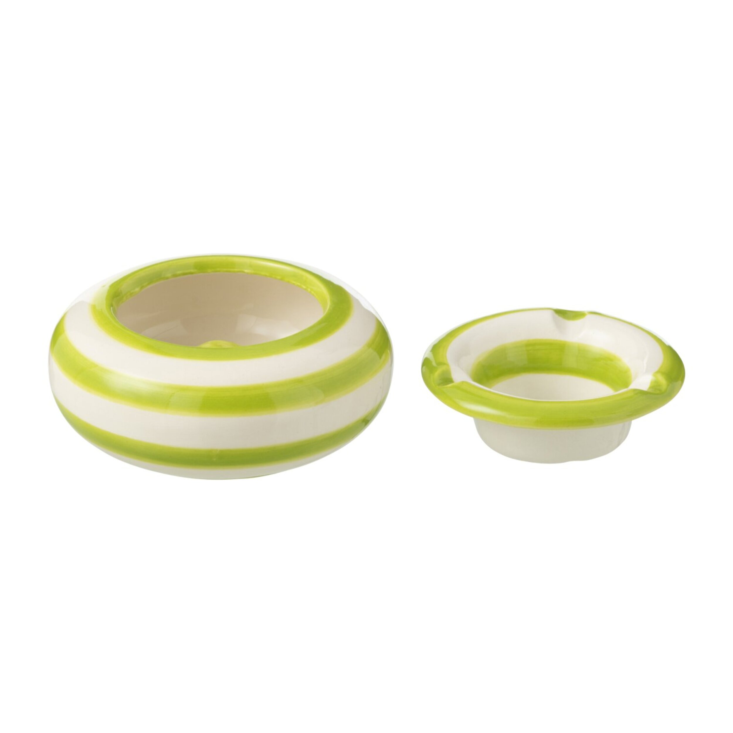 J-Line cendrier Granada Stripes - céramique - blanc/vert - small