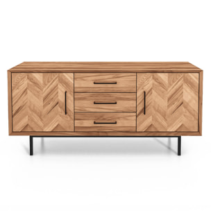 Meuble bas bois hêtre 2 portes paola 144x45cm