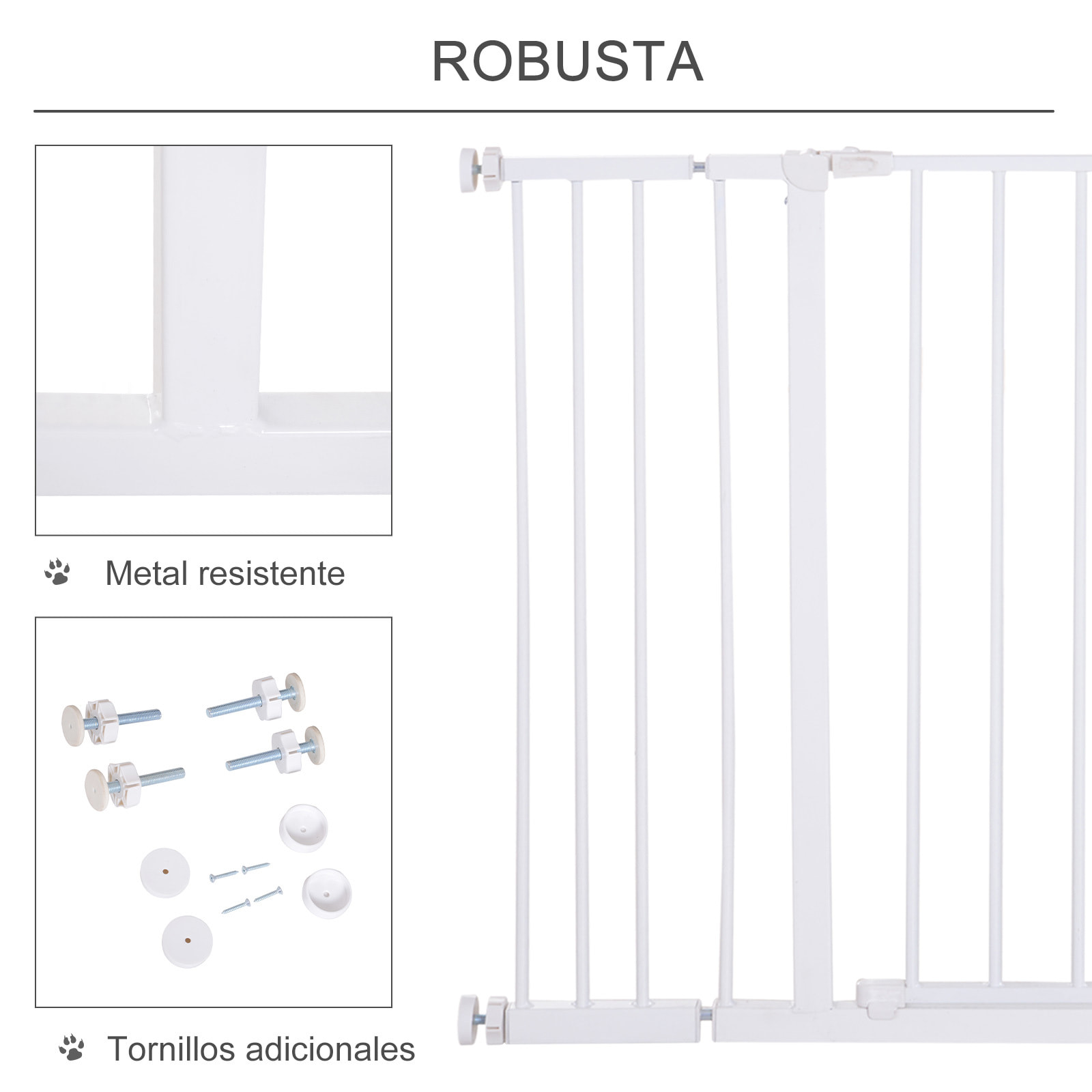 Barrera para Perros y Bebé de Metal 72-107x76cm Blanco