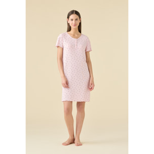 Camicia da notte donna estiva in costina articolo cuoricini. Noidinotte