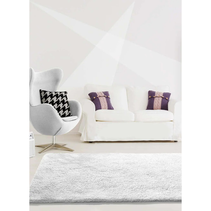 ALPACA Alfombra shaggy lisa en color blanco, varias medidas disponibles