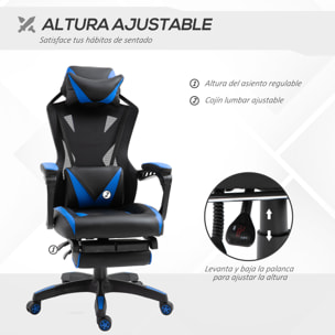 Silla Gaming para Oficina Respaldo Regulable Negro y Azul