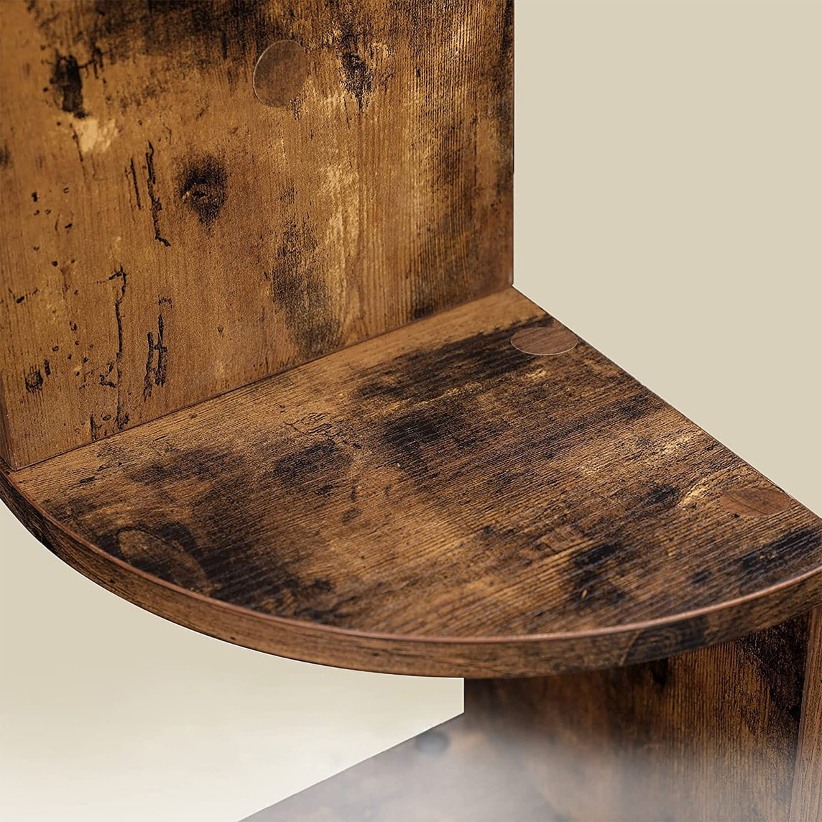 Libreria angolare da parete rustica in legno marrone