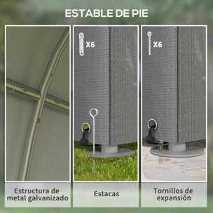 Carpa de Jardín Exterior para Herramientas Bicicletas 1,2x1,8x1,65 m, Cobertizo Exterior con 2 Habitaciones, Puerta Enrollable con Cremallera, Impermeable Anti-UV, Garaje Portátil, Gris Claro