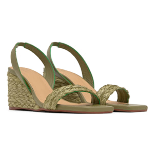 Sandalia destalonada Barby trenzada en rafia natural