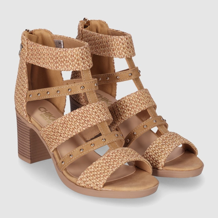 Sandalias de Tejido - Cuero - Tacón: 7 cm