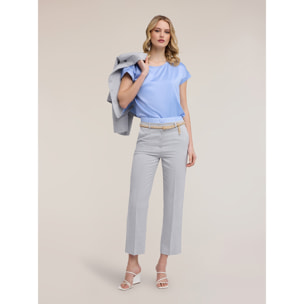 Motivi - Camiseta bimaterial mezcla de algodón - Light - blue