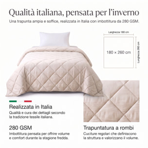 Trapunta invernale Irina in velluto mano pesca - Crema