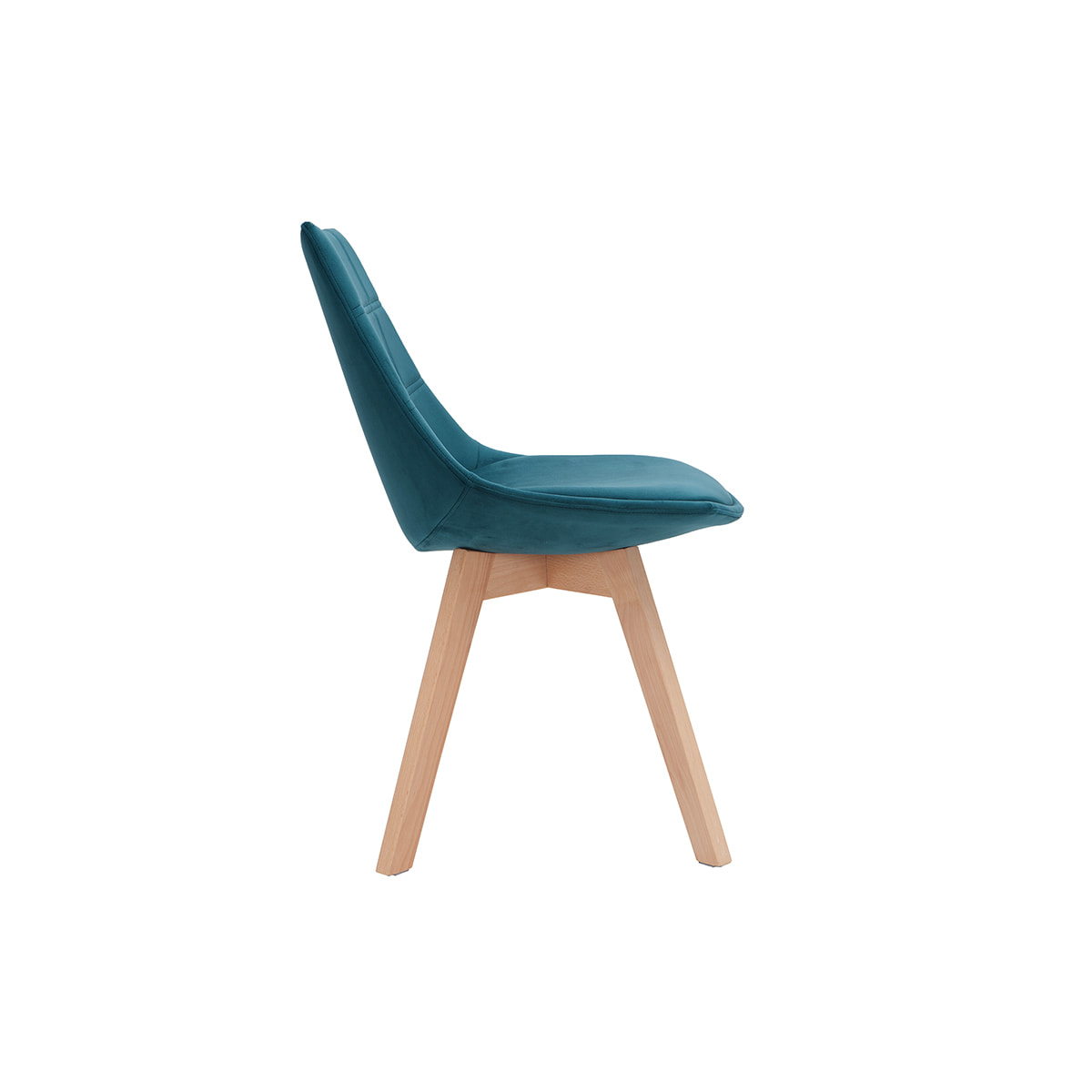 Chaises scandinaves en tissu velours bleu pétrole et bois clair (lot de 2) MATILDE