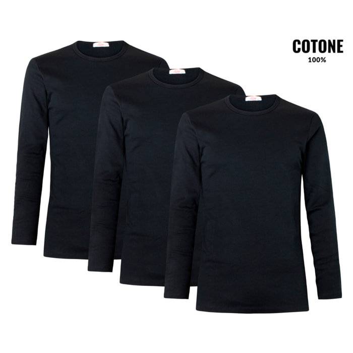 3 Maglie Termiche da Uomo a Manica Lunga 100% Cotone Liabel Art. 2855-333