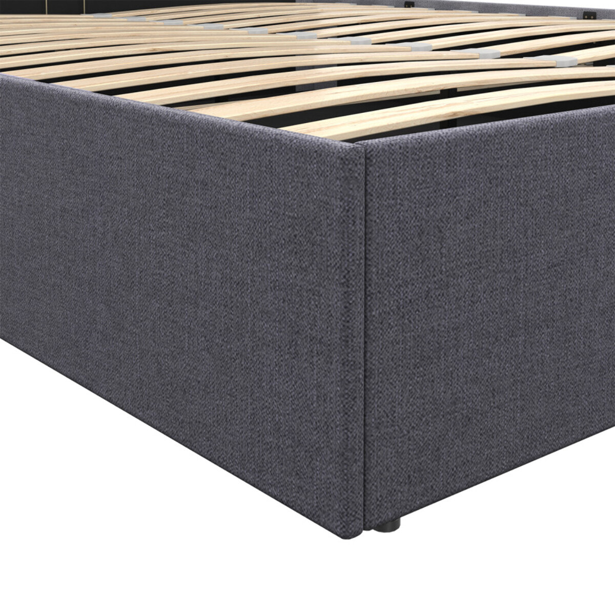 Lit avec tete de lit arrondie Louise - Gris