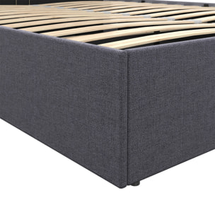 Lit avec tete de lit arrondie Louise - Gris