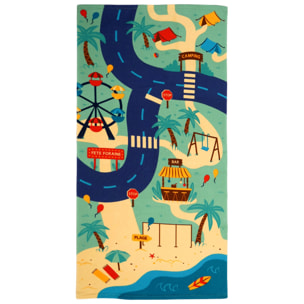 Serviette de plage microfibre enfant - Circuit - 70x140cm - 220g/m²