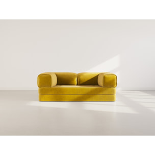 Poppy - canapé 3 places convertible en velours côtelé - Jaune