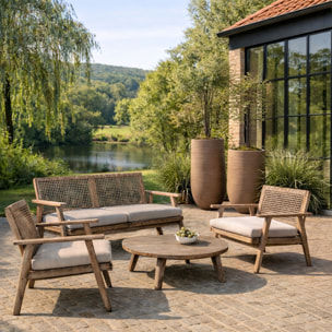 Set de 2 pots ronds hauts en fibre d'argile marron 55/75cm COMPORTA