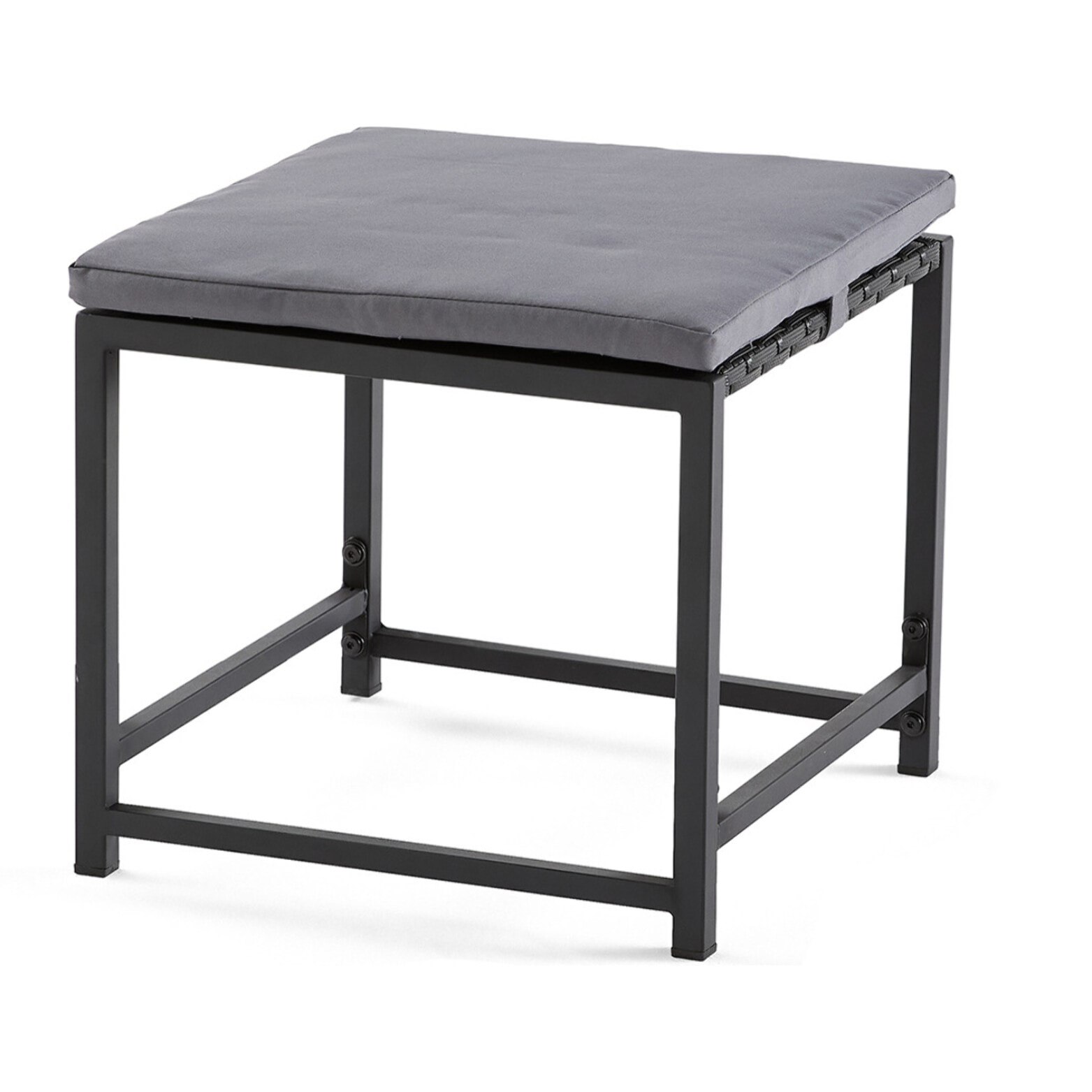 Olaria - ensemble table et chaises de jardin en acier noir - 8 places - coussins gris - Noir / Gris