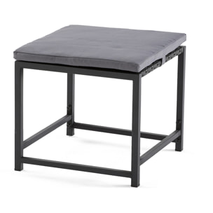 Olaria - ensemble table et chaises de jardin en acier noir - 8 places - coussins gris - Noir / Gris