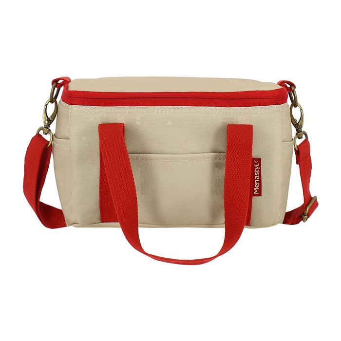 Sac en tissu isotherme beige et rouge 5L COLORAMA