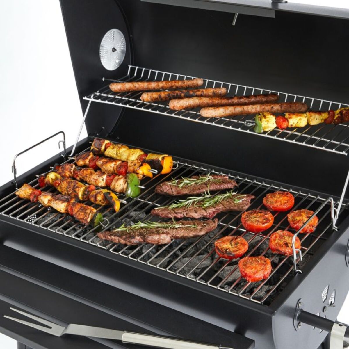 Barbecue charbon ESSENTIELB EBCA1 noir sur chariot, 62x35 cm