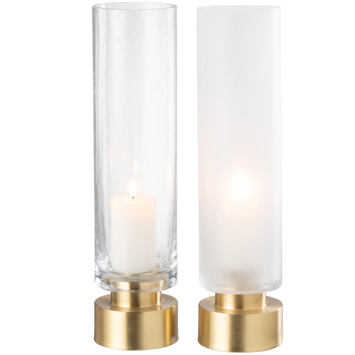 J-Line photophore/vase Pia - verre/cuivre - transparent/or - large - 2 pièces