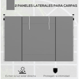 2 Paredes Laterales para Carpas de 3 x 3 / 3 x 6 m, 300x200 cm, Paredes Laterales de Repuesto para Cenador de Tela Oxford con Ventana Enrollable y Puerta con Cremallera, para Fiestas, Gris